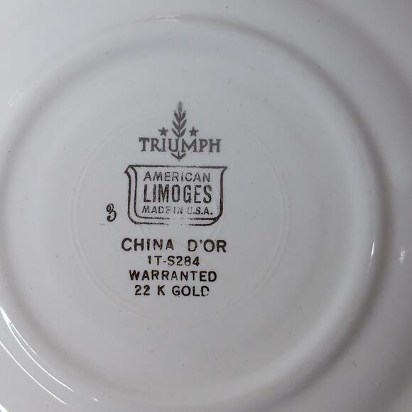 Set of 4 American Limoges Triumph China D'OR IT-S284 Teacup & Saucer Sets 22K - Picture 7 of 15